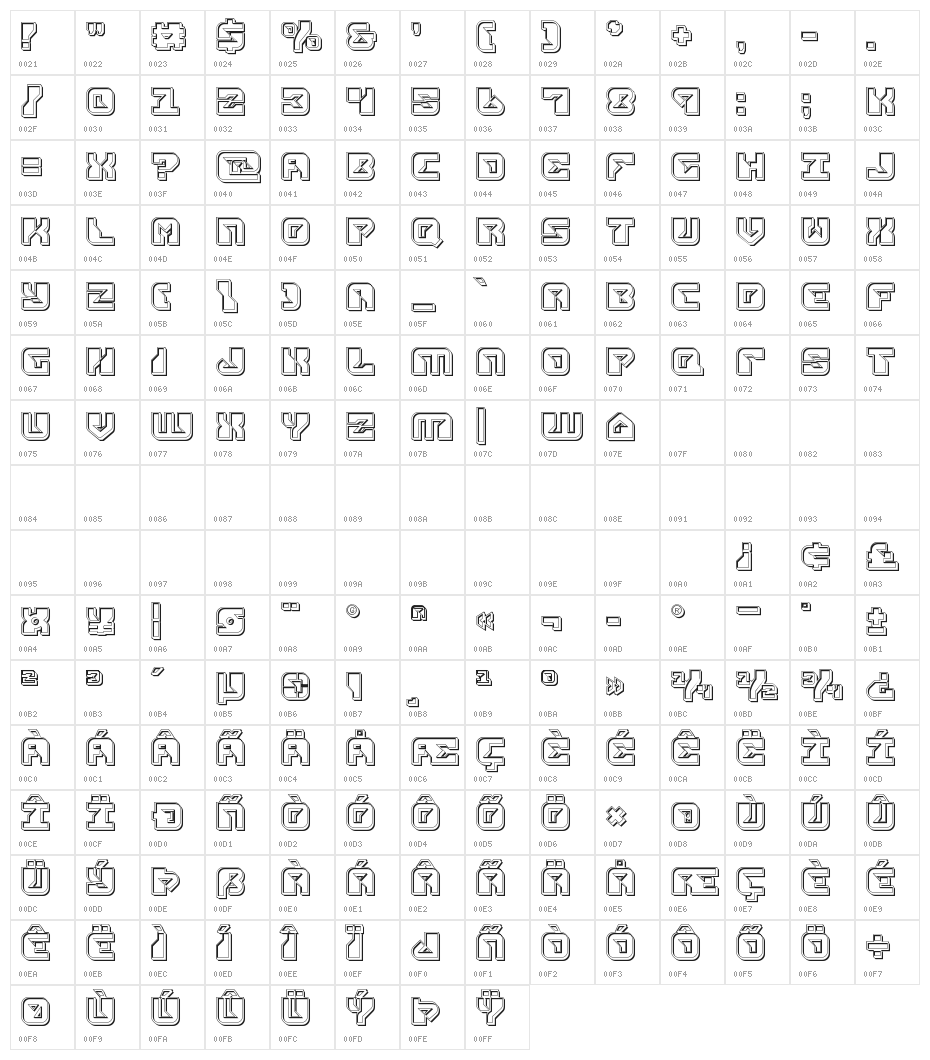Replicant Engraved Character Map