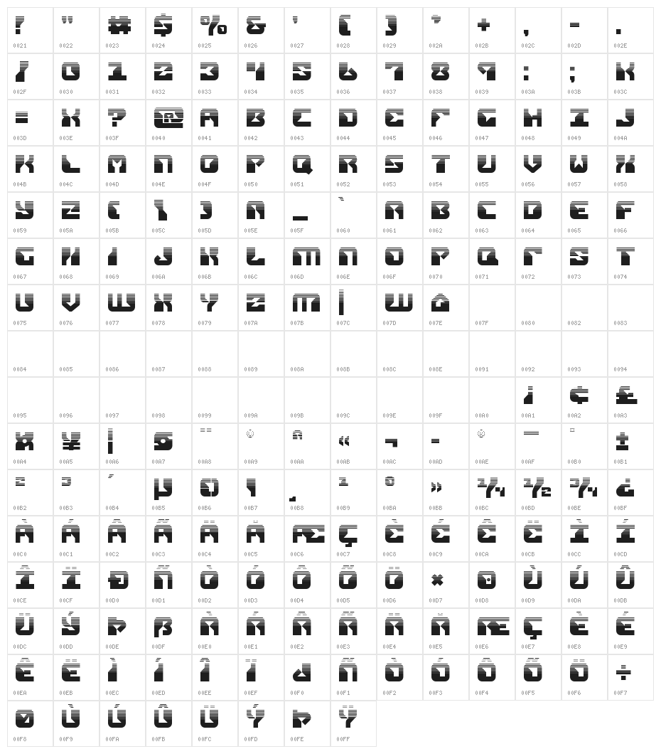 Replicant Halftone Character Map