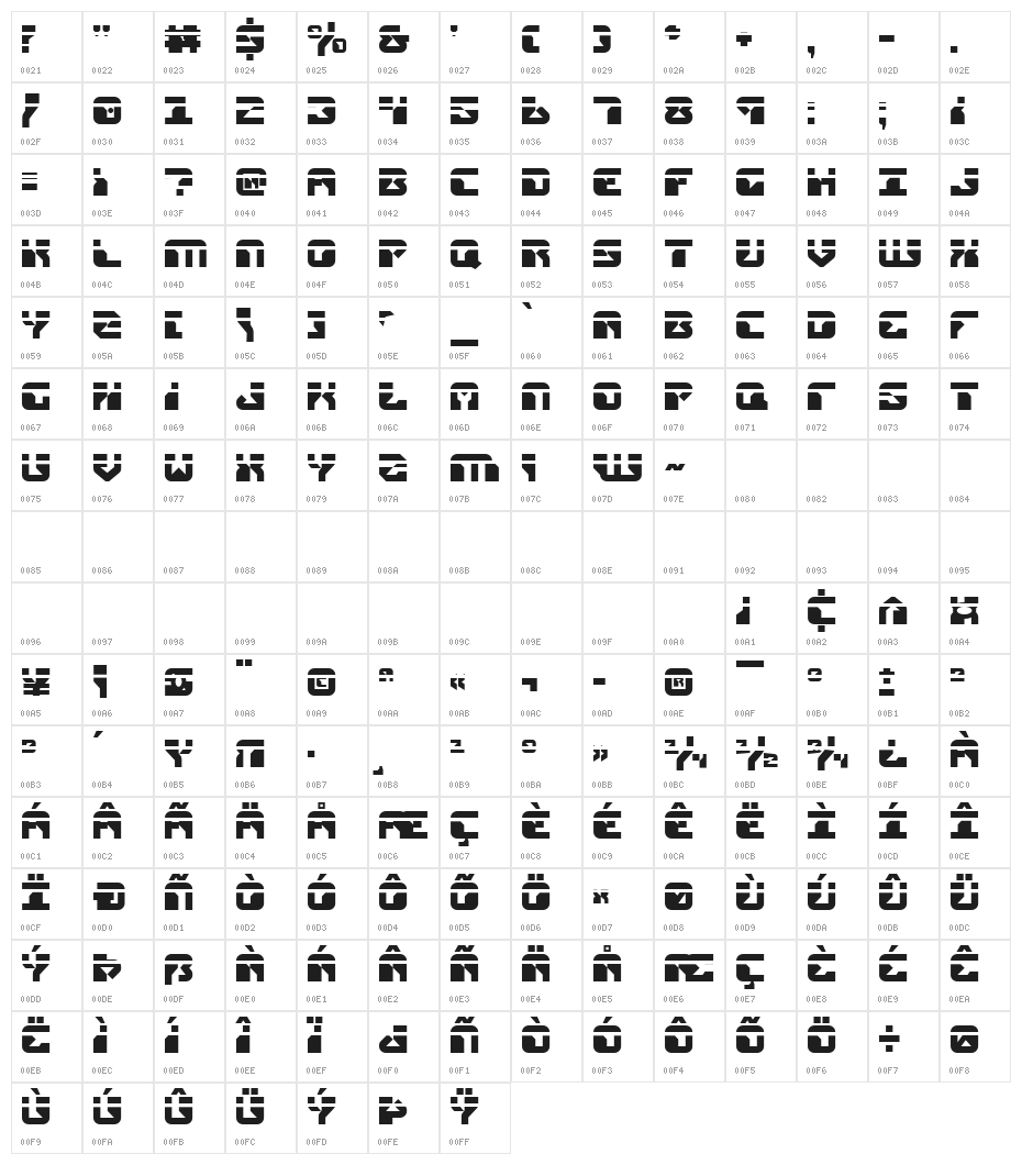 Replicant Laser Character Map