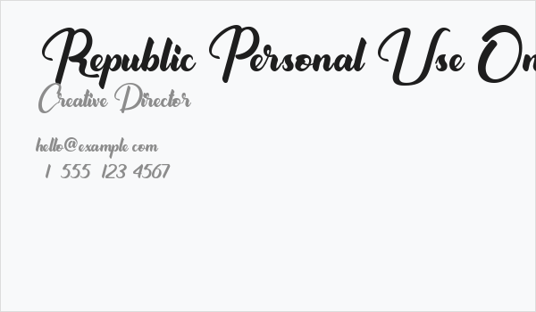 Republic Personal Use Only Business Card
