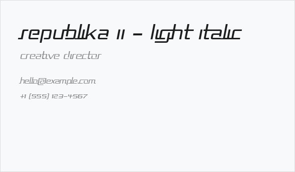 Republika II - Light Italic Business Card