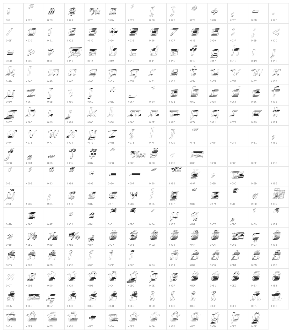 Republika II - Sketch Italic Character Map