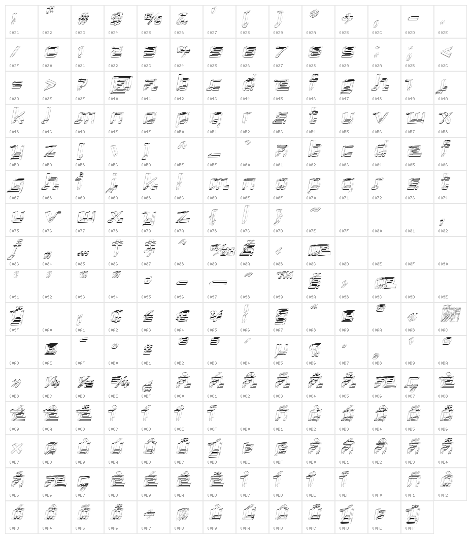 Republika III - Sketch Italic Character Map