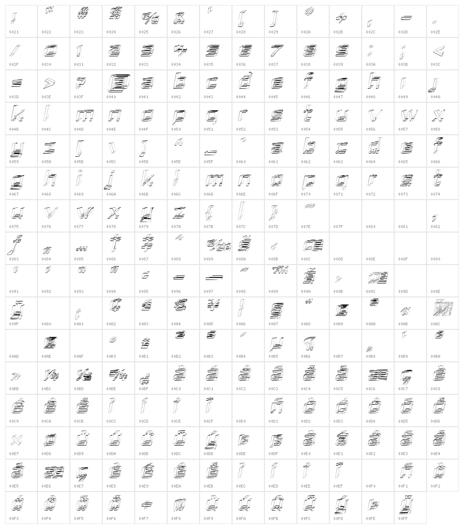 Republika IV - Sketch Italic Character Map