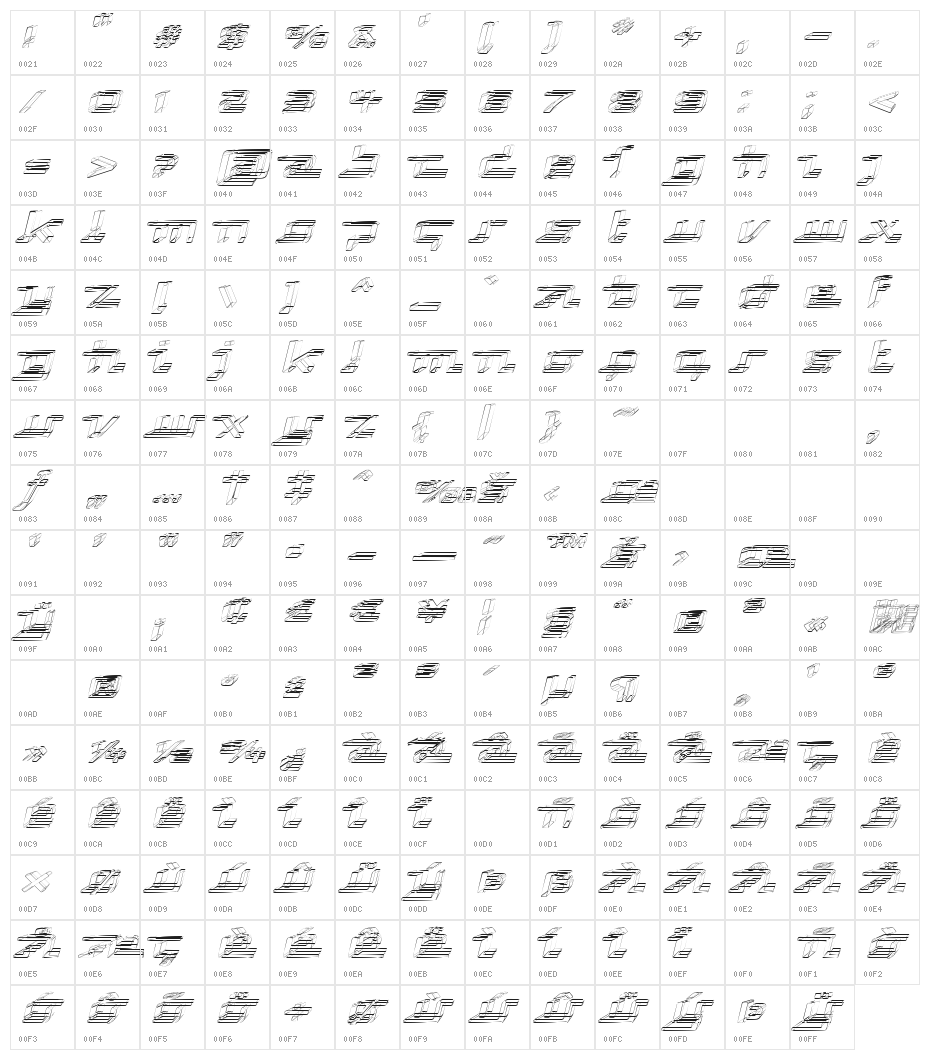 Republika V Exp - Sktech Italic Character Map
