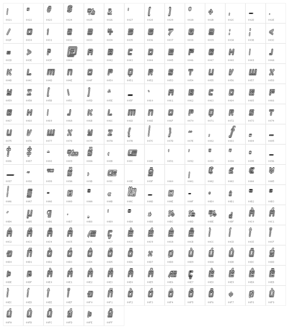 Republikaps Cnd - Maze Italic Character Map