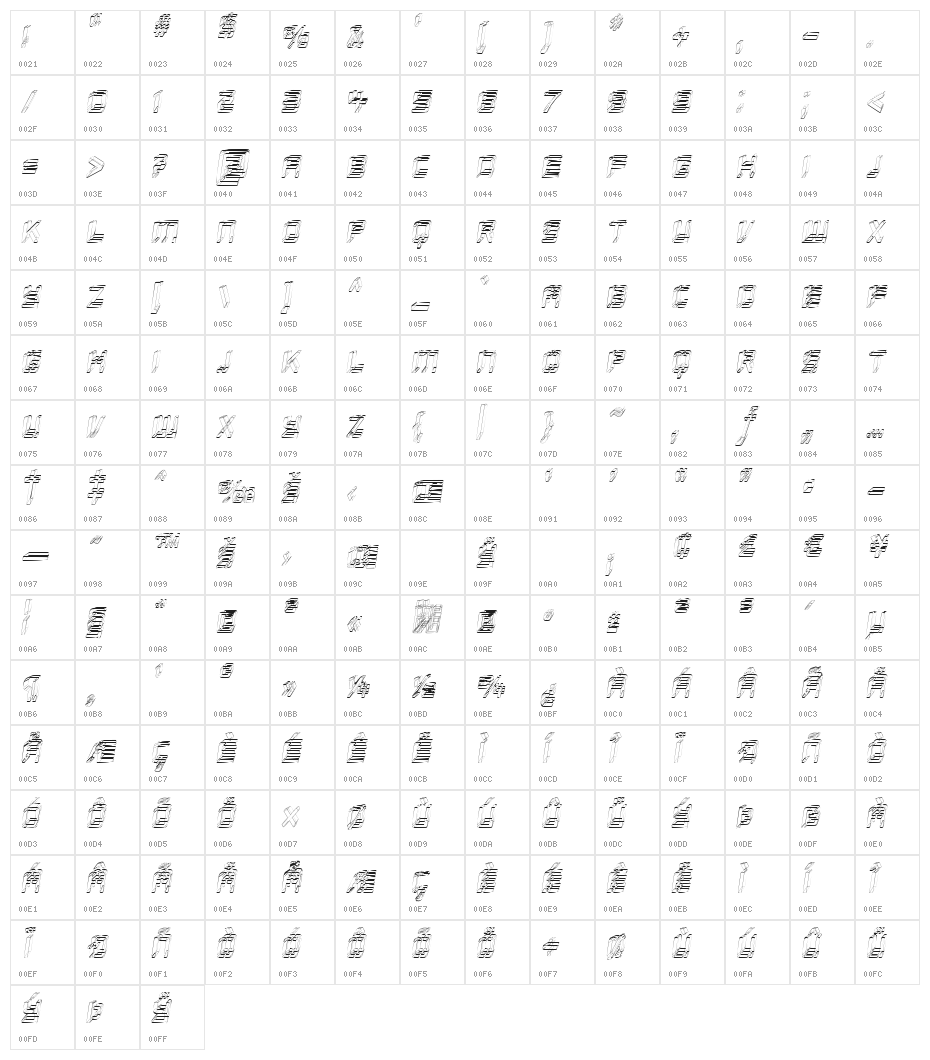 Republikaps Cnd - Sketch Italic Character Map