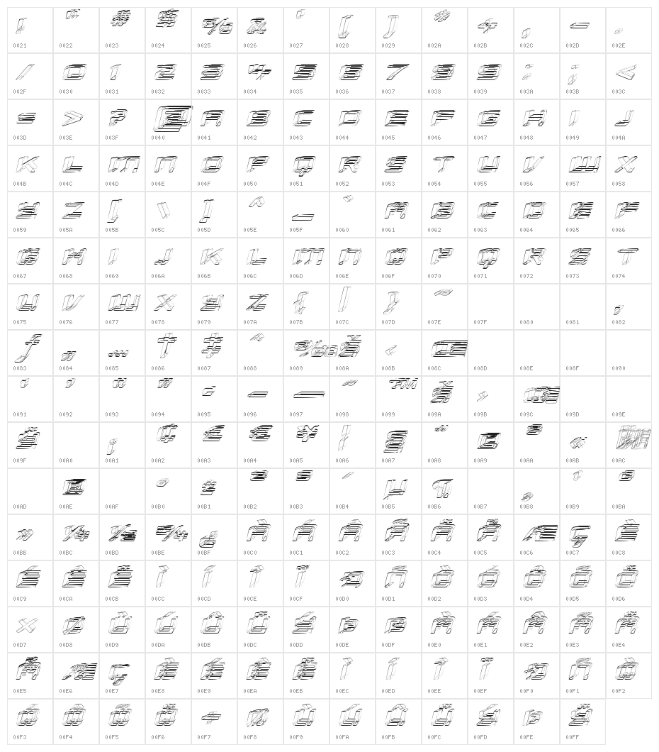 Republikaps Exp - Sketch Italic Character Map