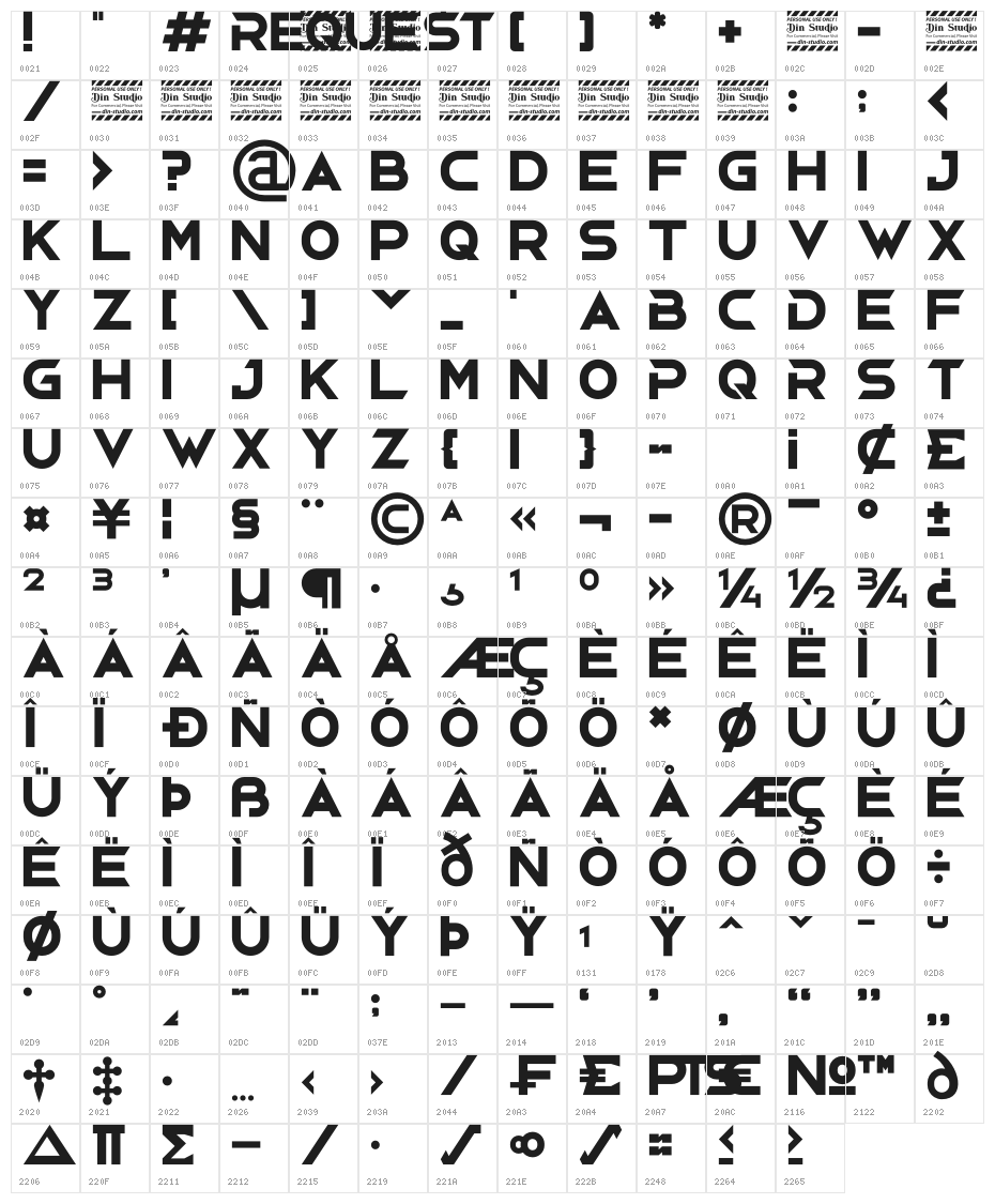 Request Personal Use Character Map