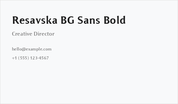 Resavska BG Sans Bold Business Card