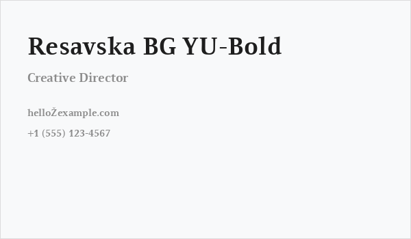 Resavska BG YU-Bold Business Card