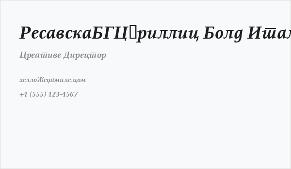 ResavskaBGCyrillic Bold Italic Business Card