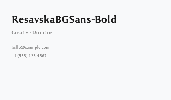 ResavskaBGSans-Bold Business Card