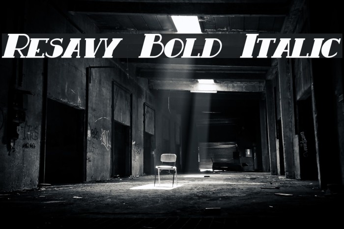 Resavy Bold Italic Font examples