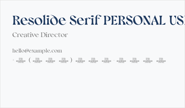 Resolide Serif PERSONAL USE Regular Business Card