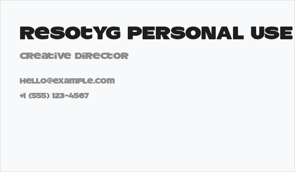 ResotYg PERSONAL USE Business Card