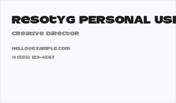 ResotYg PERSONAL USE Business Card