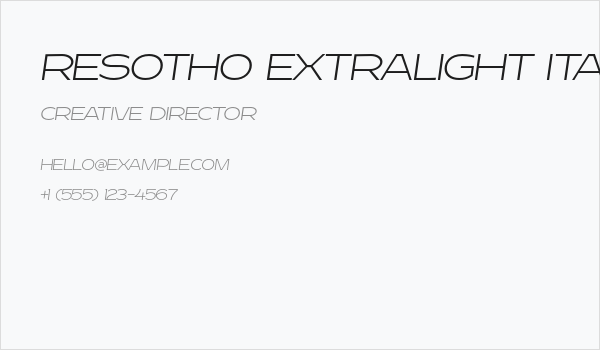 Resotho Extralight Italic Business Card