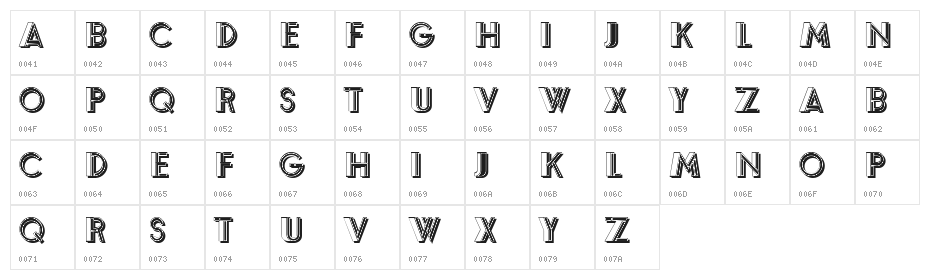 Ressha ExtraLight Character Map