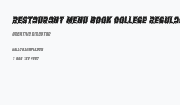 Restaurant Menu Book College Regular Business Card