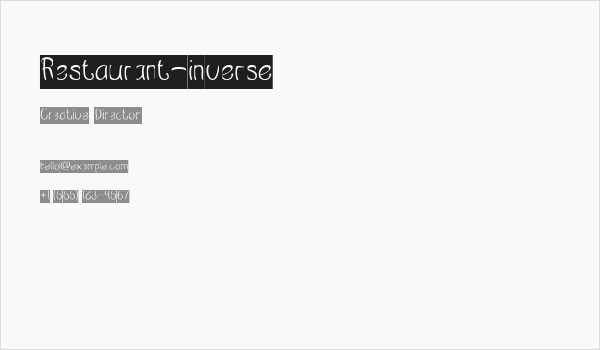 Restaurant-inverse Business Card