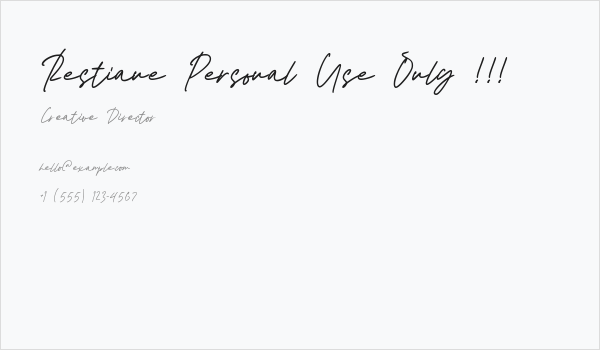 Restiane Personal Use Only !!! Business Card