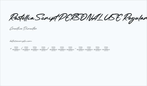 Restollia Script PERSONAL USE Regular Business Card