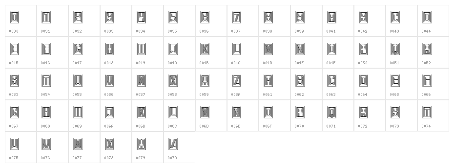 Retailer Regular Character Map