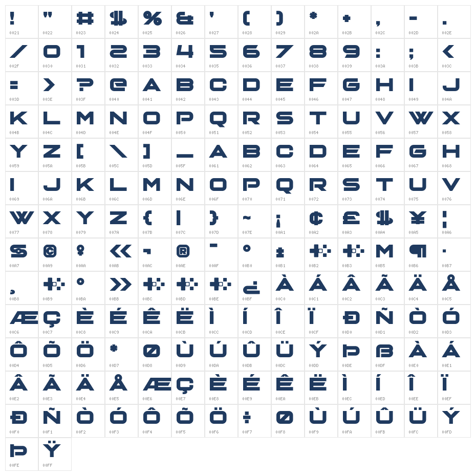 Retimoa Straight Character Map