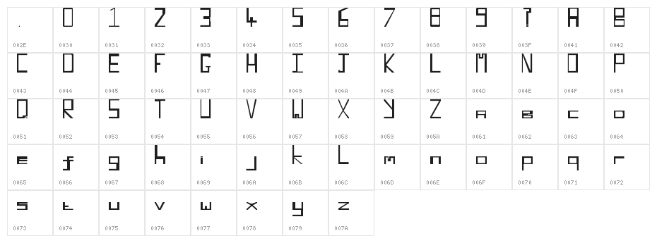 Retro Blocky Character Map
