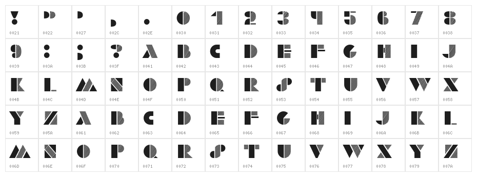 Retro Graphics Regular Character Map