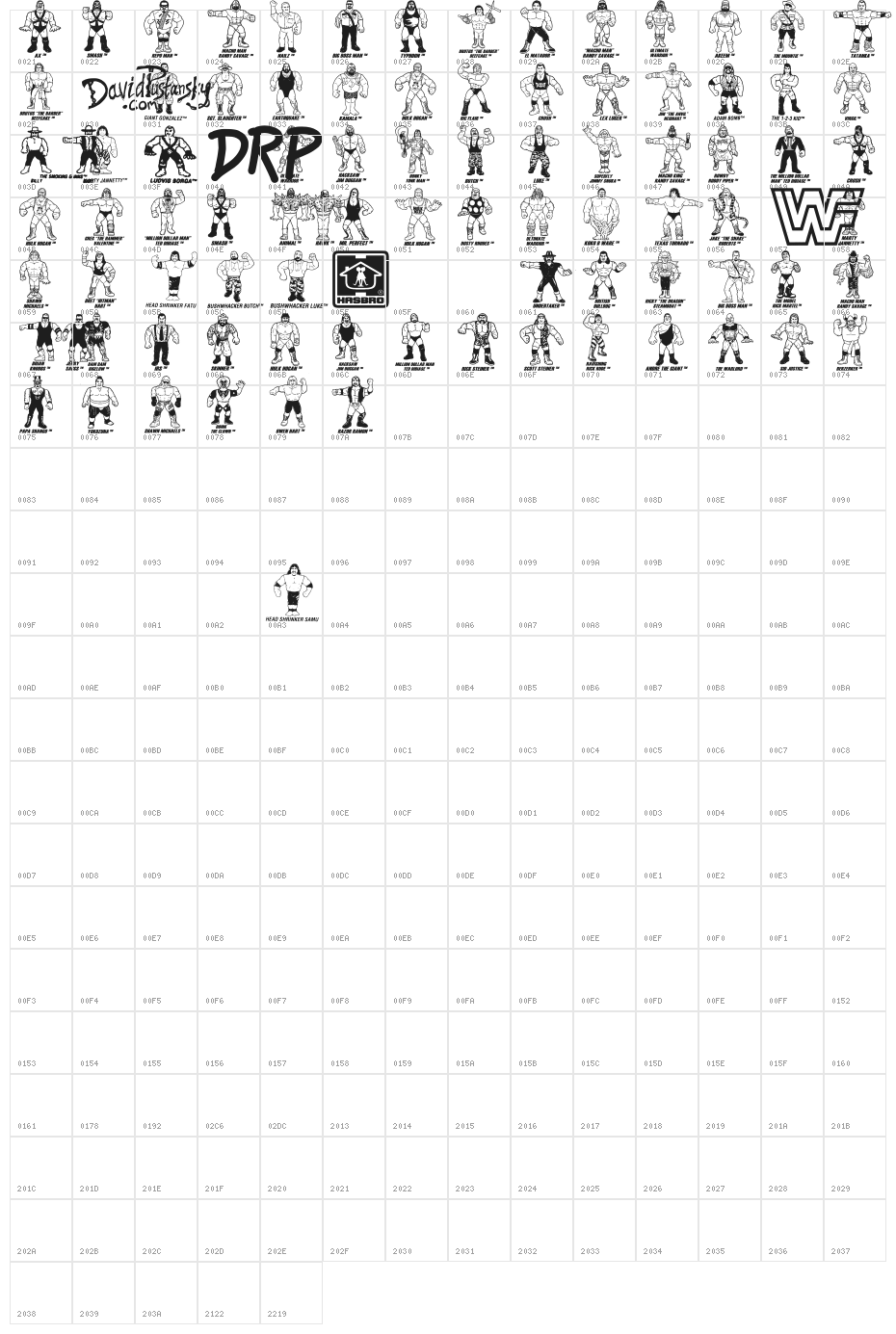 Retro Hasbro WWF Figures Character Map