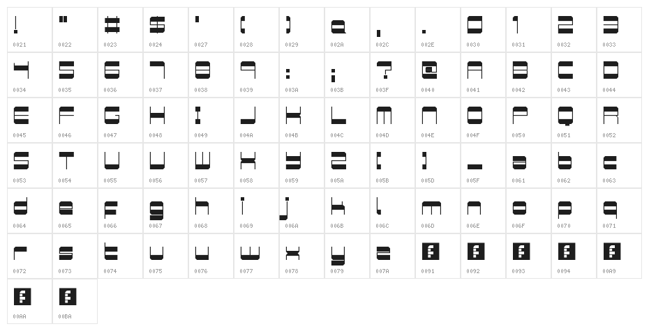 Retro Mania Regular Character Map