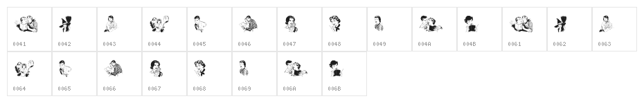 Retro People Regular Character Map