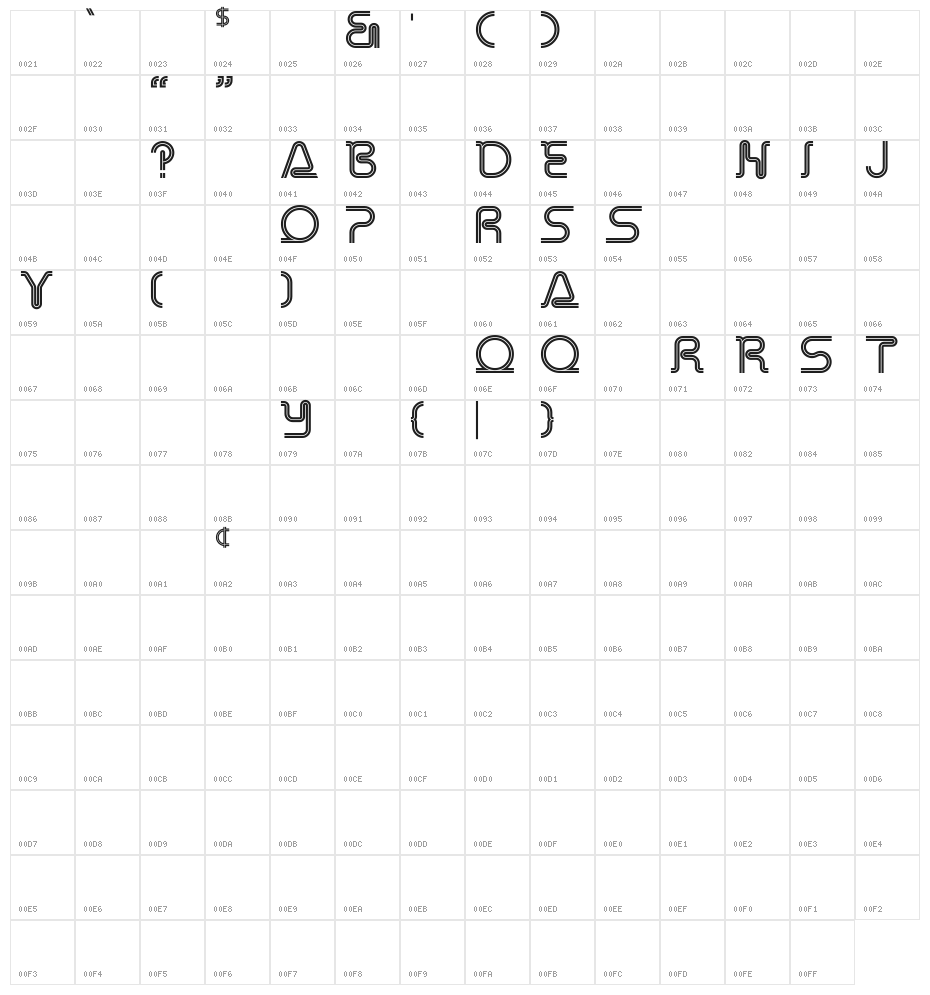 Retro Stereo Thin Alternate Character Map