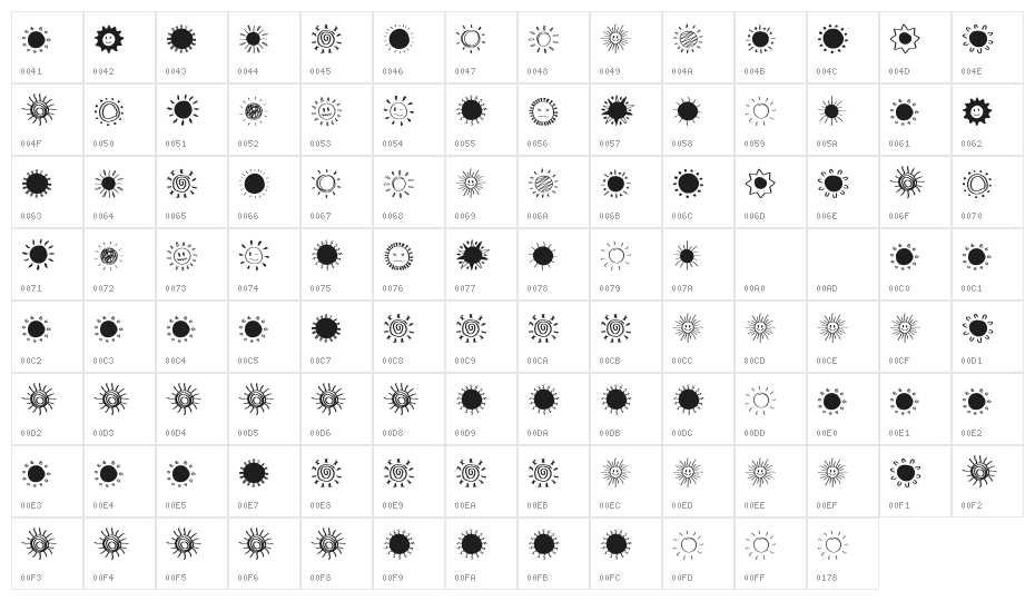 Retro Sun Character Map