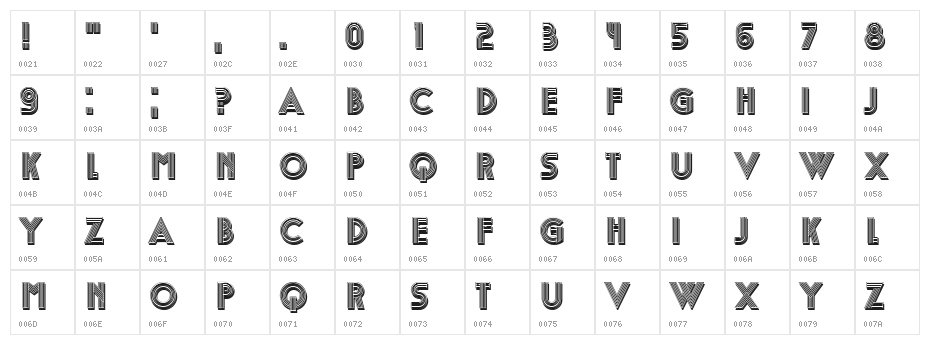 Retro Typo Regular Character Map