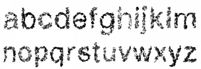 RetroBubbles Schriftart Kleinbuchstaben