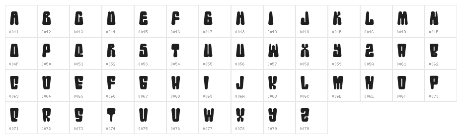 RetroDisco-Narrow Character Map