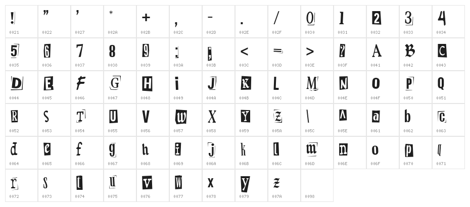 Retroma Vibes Regular Character Map