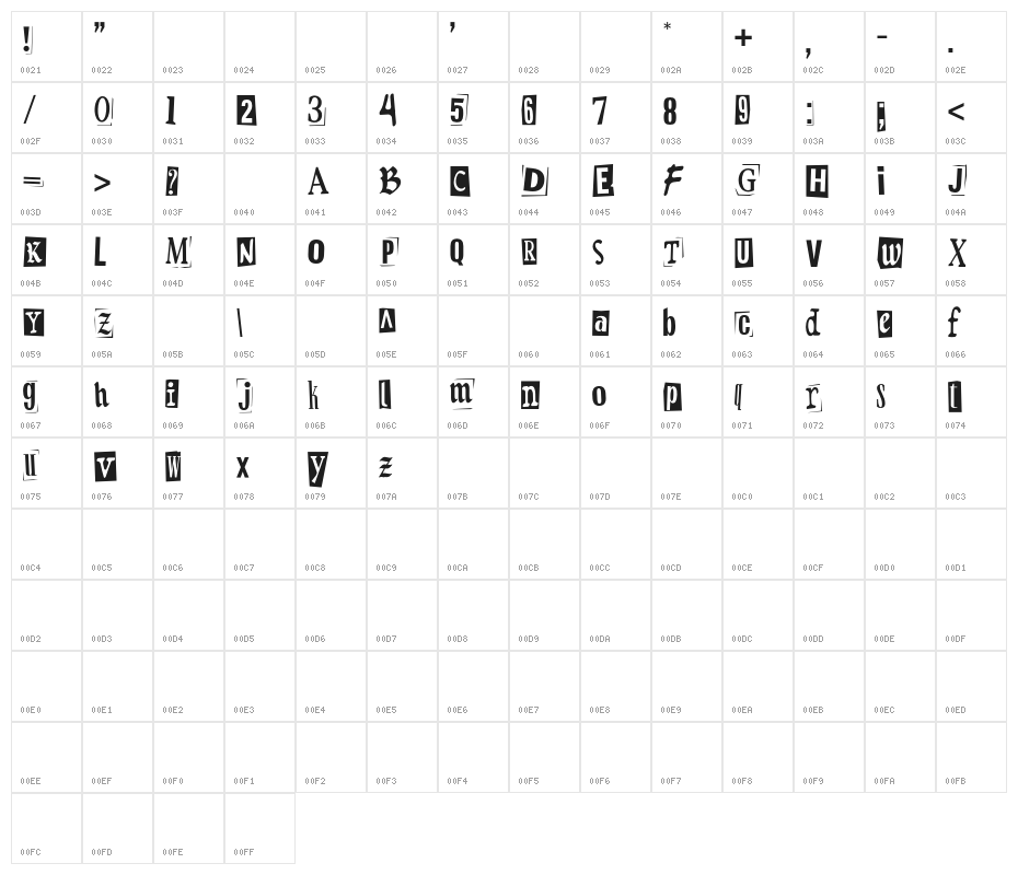 RetromaVibes-Regular Character Map