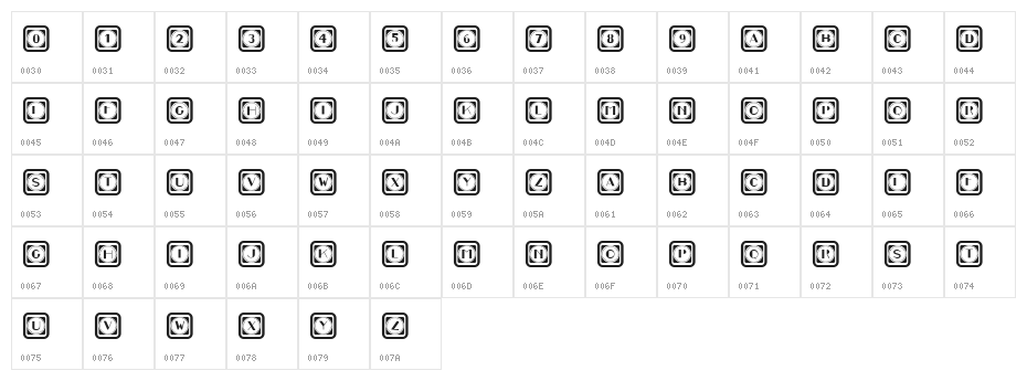 Retrospective Capitals 4 Regular Character Map