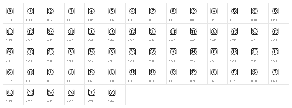 Retrospective Capitals 8 Regular Character Map