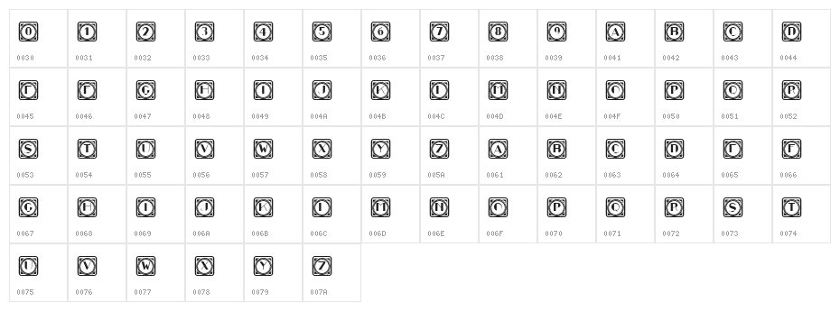 Retrospective Capitals 9 Regular Character Map