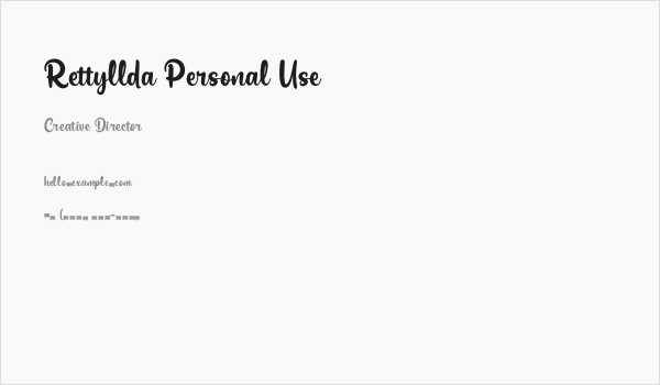 Rettyllda Personal Use Business Card