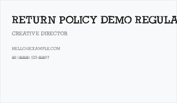 Return Policy DEMO Regular Business Card