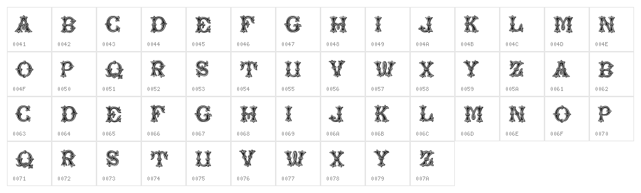 Reveler Regular Character Map