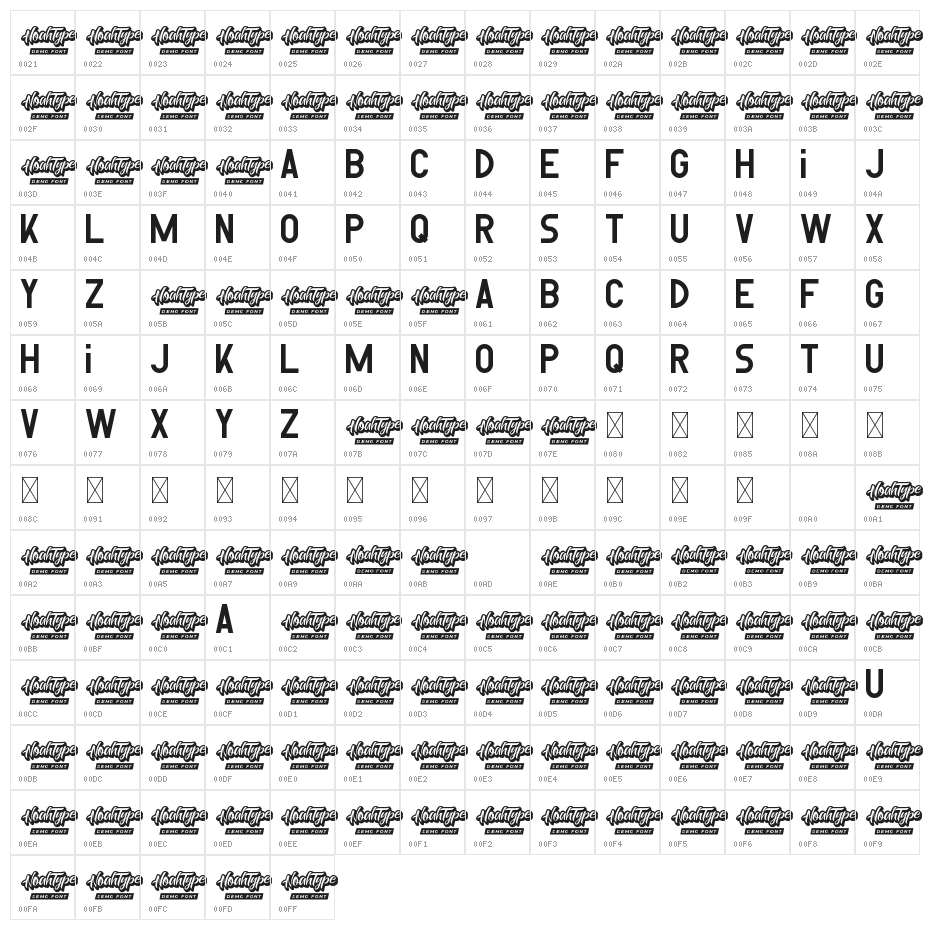 Reversed Demo Character Map
