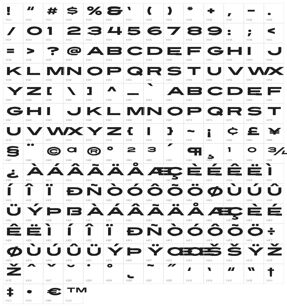 Revive 80 Wide Character Map