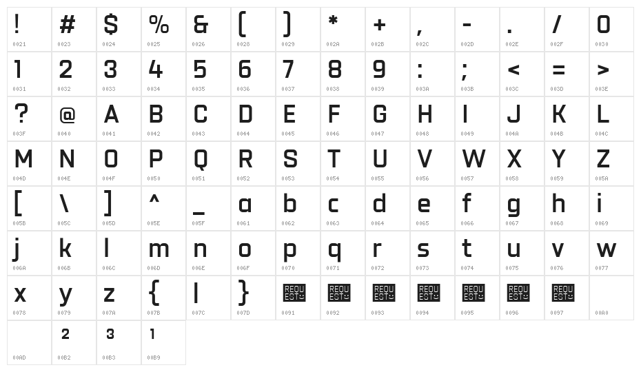 Revx Neue Demo Semi Bold Character Map